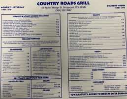 Country Roads Grill menu