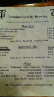 Terminal Gravity Brewery Pub menu