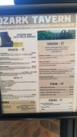 Ozark Tavern menu