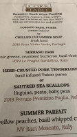 Cork & Table menu
