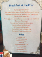 The Friar Tuck menu