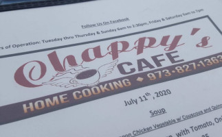 Chappy's Cafe menu