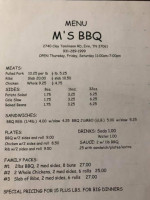 M's Bbq menu