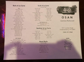 Osan Japanese menu