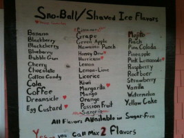 Hatteras Sno-balls And Ice Cream menu