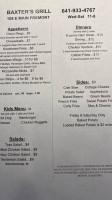 Baxter's menu