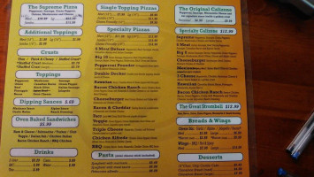 Simple Simon's Pizza menu