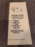 Chidori Sushi menu