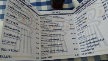 Analia's Cafe menu