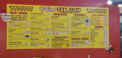 Tacos San Juan menu
