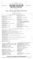 Junk Ditch Brewing Company menu