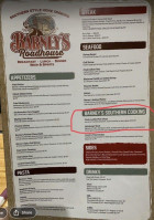 Barney's Roadhouse menu