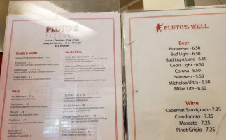 Pluto's Pizzeria menu