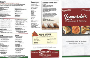 Leonardo's menu