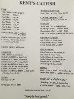 Kent's Catfish menu