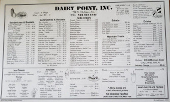 Dairy Point menu