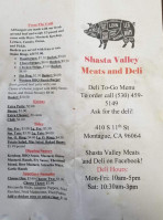 Shasta Valley Meats menu
