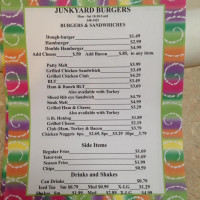 Junk Yard Burgers menu