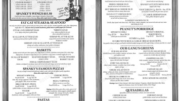 Spanky's Pizza Galley And Saloon menu