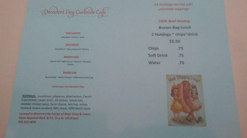 Decadent Dog Curbside Cafe menu
