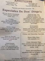 Don Diegos Lounge menu