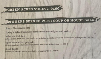 Green Acres Tavern menu