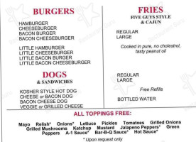 Five Guys Burgers Fries menu
