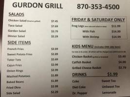 Gurdon Grill menu