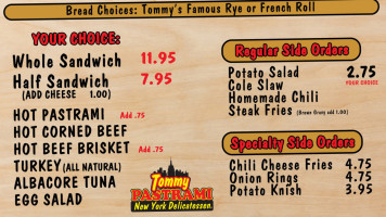 Tommy Pastrami New York Delicatessen menu