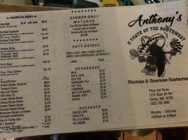 Anthony's A Taste Of The Southwest menu