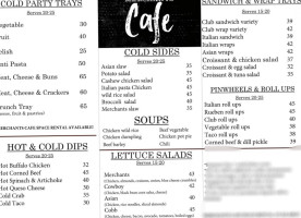 Merchants Cafe menu