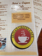 Irina's Crepes Cafe menu