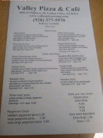 Valley Pizza And Cafe menu
