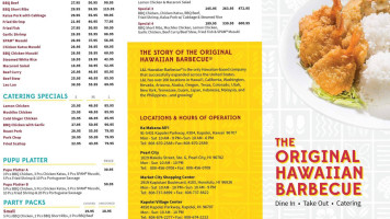 L&l Hawaiian Barbeque menu
