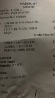 La Peruanita menu