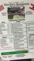 Martha's Lebanese Food menu