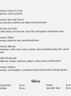 Nonna Vita Trattoria menu