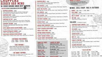 Choppers Burger menu