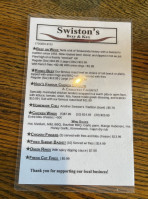 Swistons Beef & Keg menu