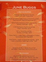 June Buggs menu
