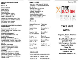 Tre Sazon Kitchen menu