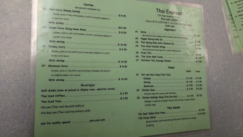 THAI EXPRESS menu