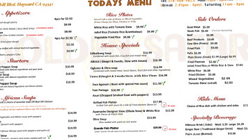 Golden Safari menu