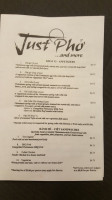 Just Pho And More menu