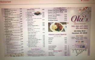 Oki's Japanese s menu