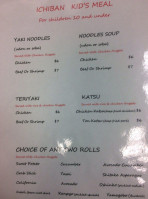 Ichiban Japanese Sushi Steak House menu