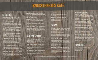 Knucklehead's Kafe menu