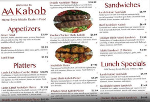 A&a Kabob Grill menu