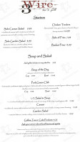 3 Wire Bar Grill Restaurant menu