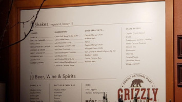 Grizzly And Grill menu